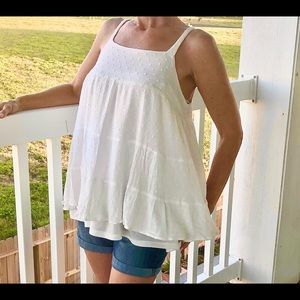 Flowy Polka Dot White Tank